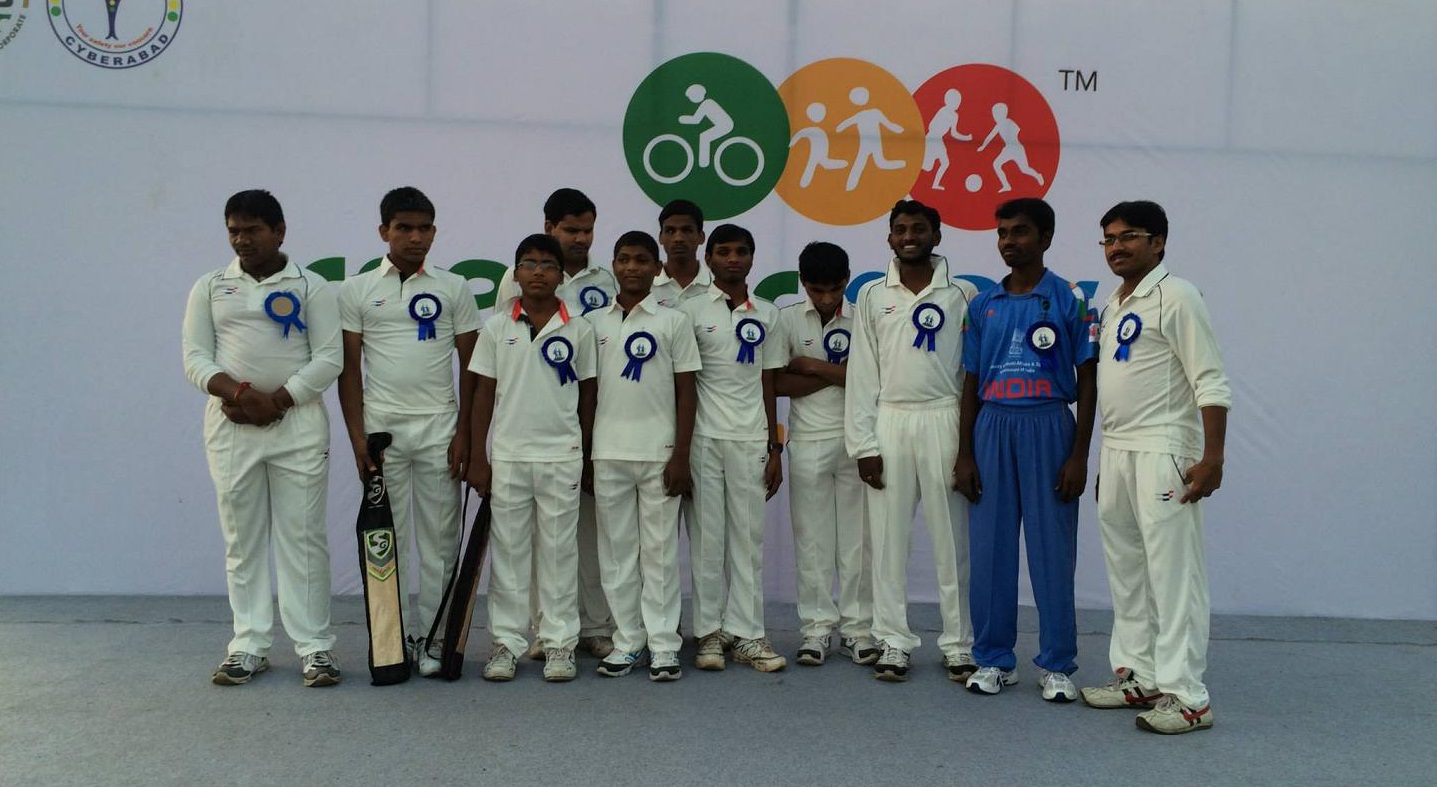 Children playing cricket at a sports event organized by I and Eye